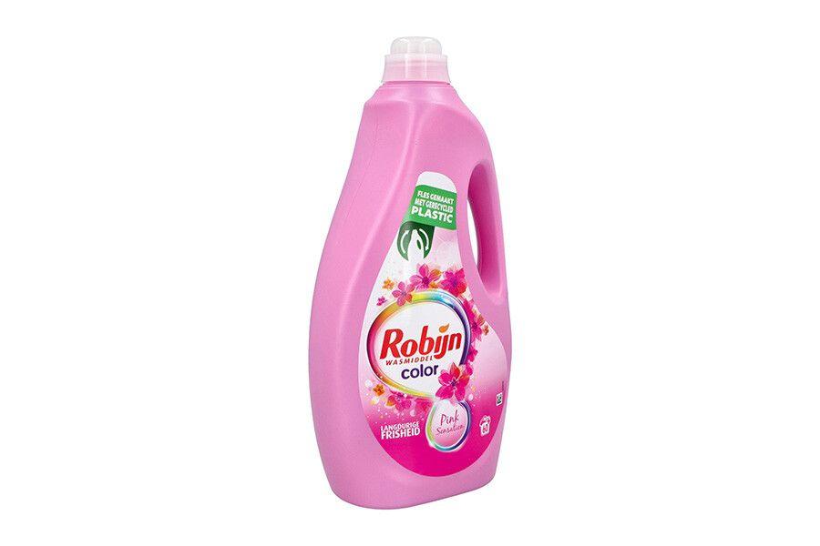 1 roze fles Robijn vloeibaar wasmiddel schuinaanzicht