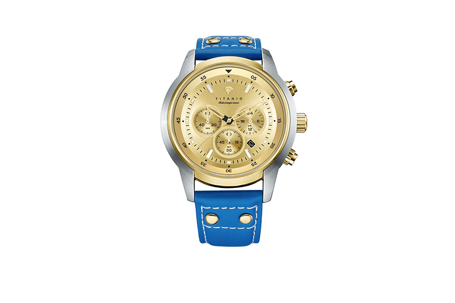 Goud met blauw horloge