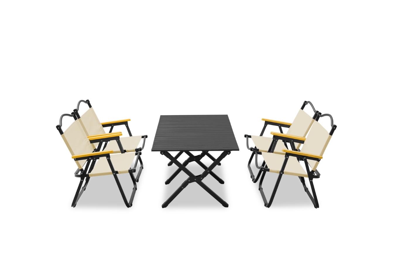 Luxe glamping set met tafel en 4 stoelen