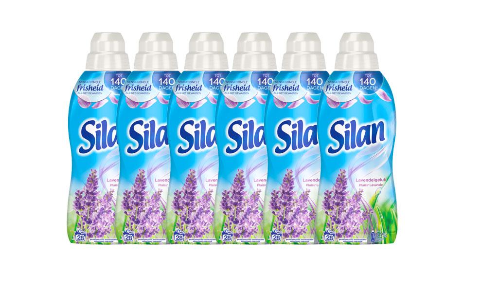 6 flessen wasverzachter van Silan lavendelgeluk (700 ml)