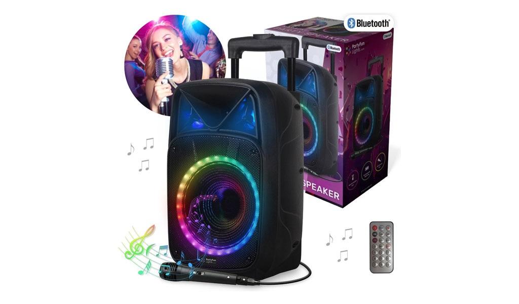 Bluetooth karaoke party speaker met feestverlichting