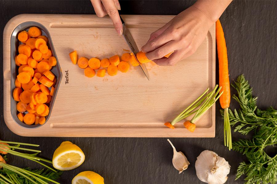 wortel snijden met mes van tefal